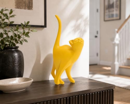 7 Inch Yellow Proud Cat Statue - Image 6
