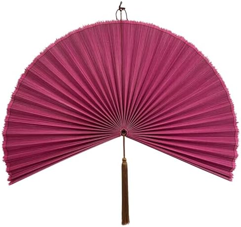Bamboo Fan Wall Decor, Japanese Wall Fan Decoration, Pink 31 in by ChumDecor