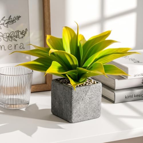 Artificial Agave Faux Agave 12.2In Fake Greenery Outdoor Artificial Plant Fake Plant for Indoor Home Decoration Plastic Plant Outdoor Decor Front Porch Decor Simulation Plants(Yellow,2Pack) - Image 6
