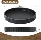 12in Decorative Tray for Coffee Table Tray Decor, Black 100% Solid Concrete Decorative Round Tray for Kitchen, Living Room, Home Decor - Image 2