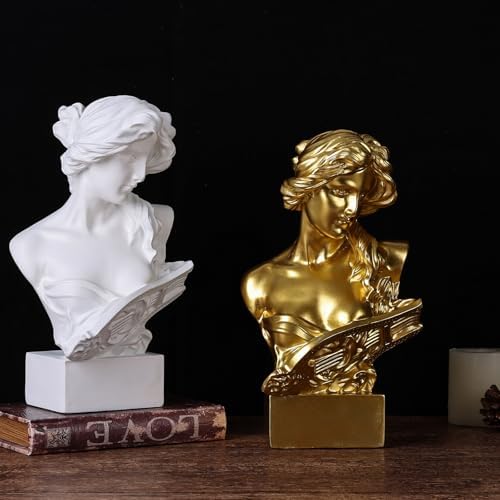 11.8" H Greek Mythology Bust Statue Decor,Artemis Statues Roman Goddess Figurines,Used for Sketch Practice Aesthetics Statues and Sculptures and Indoor Filling Space for Living Room, Bedroom (Gold) - Image 6
