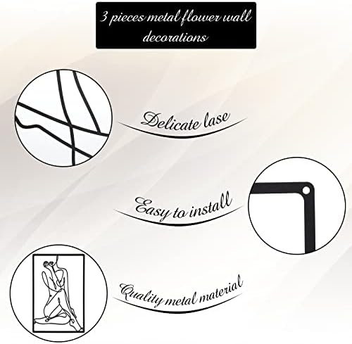 CHENGU 3 Pieces Metal Minimalist Abstract Woman Wall Art Line Drawing Wall Art Decor Single Line Female Home Hanging for Kitchen Bathroom Living Room - Image 6