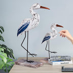 Wooden Seagull Statues Nautical Decor, Large Sea Bird Decoration for Home Coastal Beach Ocean Table Display - Image 2