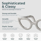 Modern Decorative Glasses Sculpture Figurine for Office Shelf Decor - Home and Bathroom Accent for Desk Display - Living Room Ornament Statue for Coffee Table Styling in Spaces - 3", Silver & Metallic - Image 6