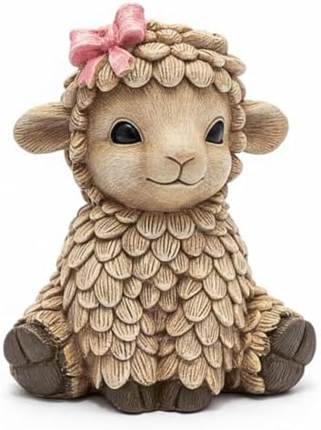 Rustic Baby Lamb Figurine for Home Décor – Cute Farmhouse Animal Ornament for Nursery or Shelf – Handcrafted Resin Sheep Statue Gift for Baby Shower, Easter, or Mother’s Day – Bo The Lamb by Unknown