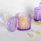 Sizikato Diamond Faceted Glass Candy Jar with Lid, 18oz Purple Decorative Jar, Nut Jar, Dried Fruit Storage Jar. - Image 4