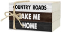 Decorative Books for Home Decor, Rustic Wood Book Stack for Table Decor, Country Roads Take Me Home Decoration Books for Living Room Bookshelf, Farmhouse Stacked Books Decoration (L61) by Ycyfckdr