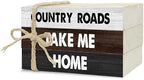 Decorative Books for Home Decor, Rustic Wood Book Stack for Table Decor, Country Roads Take Me Home Decoration Books for Living Room Bookshelf, Farmhouse Stacked Books Decoration (L61) by Ycyfckdr