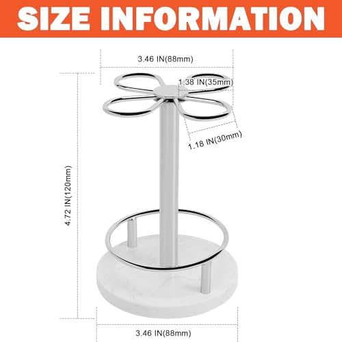 Toothbrush Holder Stand for Bathroom, Metal Toothbrush Organizer with Marble Base, Toothbrush Storage Collection for Family, Suitable for Home Hotel Countertop Vanity (Small, Chrome Finish) - Image 2