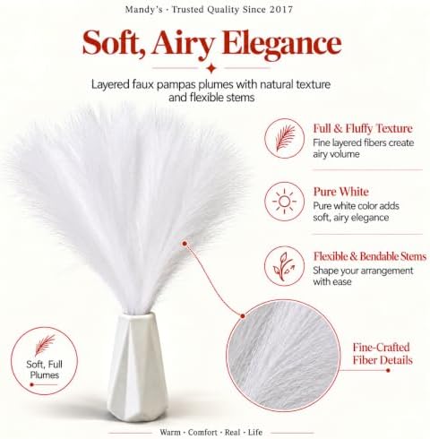 Mandy's 20 Stems White Silk Pampas Grass Bouquet - Image 2