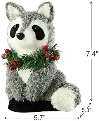 naturevibe 7.5 Inch Sisal Raccoon Figurine for Rustic Christmas Decorations - Image 2