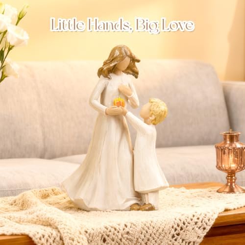 Mother and Son Figurine, Mom and Boy Resin Gift, Family Sculpture - Image 5