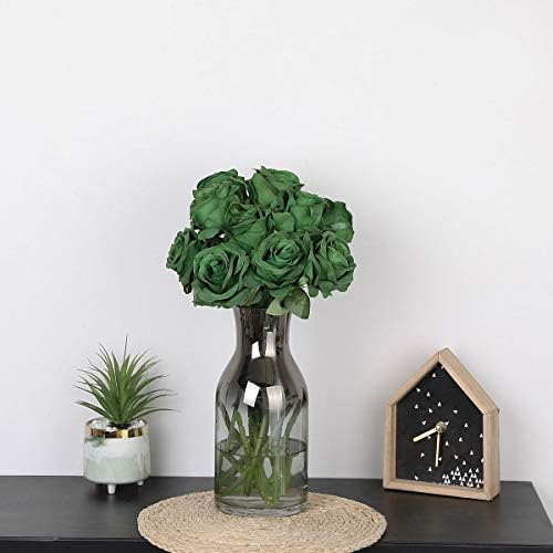 10pcs Dark Green Roses Artificial Flowers, Realistic Faux Rose with Stem - Image 5
