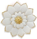 LIFFY 9.2“ White and Gold Metal Flower Wall Art, Modern Rustic Floral Decor for Indoor Living Room Bedroom Office Outdoor Garden Patio Yard by LiffyArt