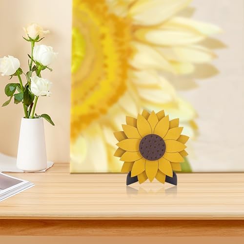 Sunflower Decor For Tables, Farmhouse Sunflower Standing Wooden Table Sign, Spring Summer Decor For Home Office Tables Kitchen Farmhouse, Ideal Gift For Friend Family Teacher by AWISBI