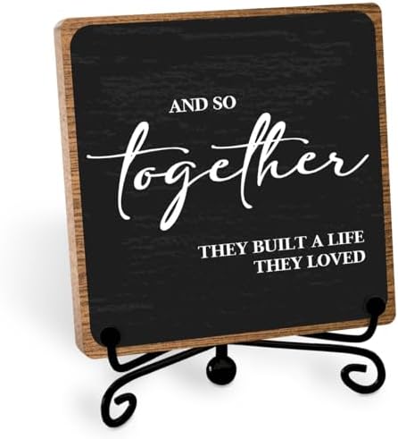 Home Wooden Decor Sign, Farmhouse Plaque with Stand, Warmth Housewarming Gifts for Women Men Family, Table Desk Cubicles Accessories for Living Room Bedroom Home Decorations by Toerifer