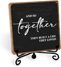 Home Wooden Decor Sign, Farmhouse Plaque with Stand, Warmth Housewarming Gifts for Women Men Family, Table Desk Cubicles Accessories for Living Room Bedroom Home Decorations by Toerifer