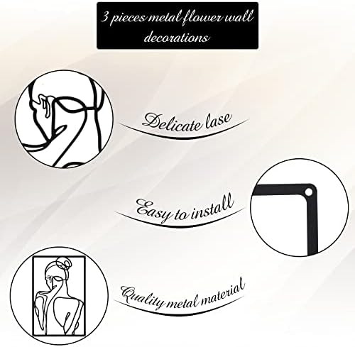 CHENGU 3 Pieces Metal Minimalist Abstract Woman Wall Art Line Drawing Wall Art Decor Single Line Female Home Hanging for Kitchen Bathroom Living Room - Image 6