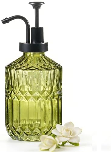 Amolliar 12 Oz Glass Soap Dispenser with Plastic Pump,Green-Black,1 Pack by Amolliar