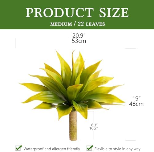 Artificial Agave for Outdoors 22'' (Yellow 2pcs) - Image 2