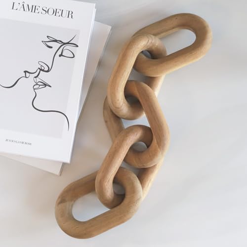 21" Natural Wood Chain Link Decor, Decorative Coffee Table Accent by ProductElevations