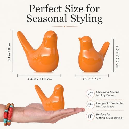 XMGZQ Small Ceramic Bird Statue and Sculpture for Home Decor Accents,Modern Animal Ornaments for Living Room,Bedroom,Coffee Table Centerpiece,Bookshelf,Cabinets,Cute Knick Knacks for Shelves (Orange) - Image 2