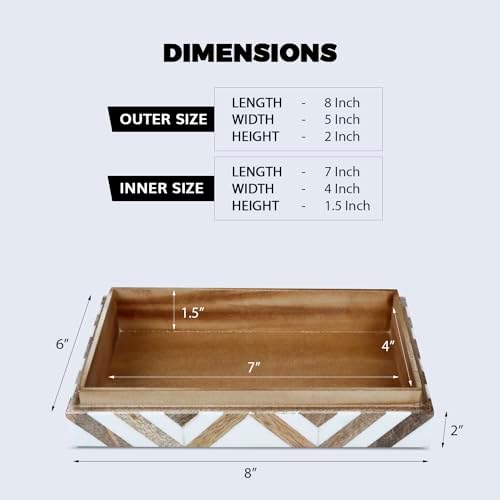 Handicrafts Home Small Jewelry Trinket Wood Box with Lid,5x7x1.5 In - Image 5