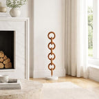 Mahogany Wood Chain Accent on Terrazzo Base for Home and Living Room Decor - Sculpture Ornament for Office, Shelf or Coffee Table Display - Decorative Figurine Object for Room - 28", Gold & Ivory - Image 3