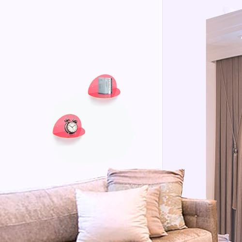 ROYALITA 2-Pack Small Acrylic Shelves Room Decor Floating Shelves, Pink - Image 7