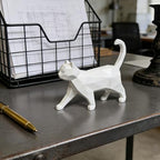 Cynkeyee Geometric Cat Statue Knick-Knacks - White, 6x5x1.6 Inches - Image 5