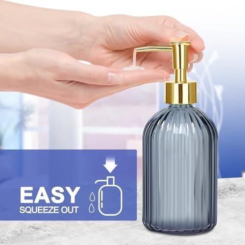 Haturi Glass Bathroom Accessories Set, Blue Bathroom Set, 4 Pcs - Image 7