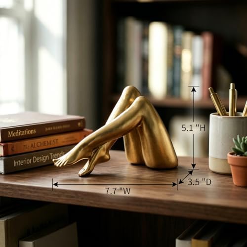 Gold Room Decor Resin Legs Sculpture, Side-Lying Statue for Desk - Image 2