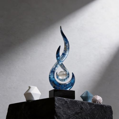 Modern Abstract Art Table Decoration,Resin Flame Statue Modern Centerpiece Ornaments for Living Room Great Gift Idea Home Decor,Collectibles (Blue foil) - Image 4