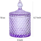 Sizikato Diamond Faceted Glass Candy Jar with Lid, 18oz Purple Decorative Jar, Nut Jar, Dried Fruit Storage Jar. - Image 2