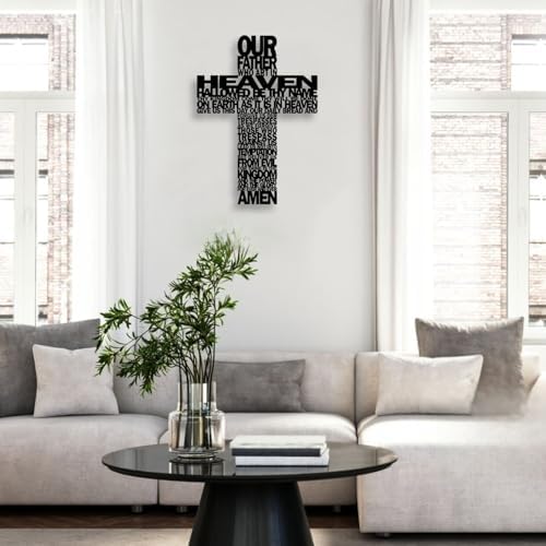LIYOUYA Metal Cross Wall Decor - Rustic Farmhouse Decor Black Prayer Text Cross Wall Art Home Decor for Living Room, Bathroom, Bedroom, Dining Room, Office, Church (Black) - Image 5