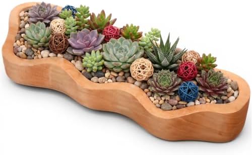 Nuogo 19 Inch Wooden Wavy Edge Dough Bowl Supplies, Khaki by Nuogo