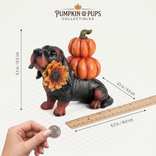 Fall Dachshund Pumpkin Dog Figurine Decor, Thanksgiving Dog Statue - Image 2