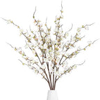 Sggvecsy Artificial Plum Blossom Flowers 4 Pcs Faux Cherry Blossom Stems Faux Silk Plum Blossom Branches 36.2’’ Fake Flowers Long Stems for Vase Arrangements Home Wedding Table Decor (White) by Sggvecsy