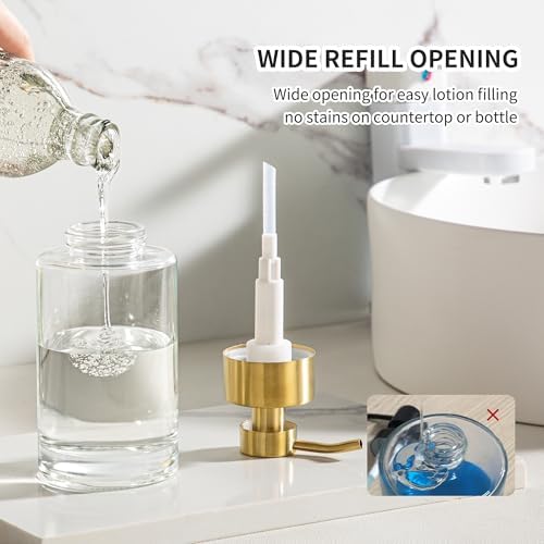 Enra Glass Soap Dispenser, Clear Bottle Gold Pump Liquid Hand Soap - Image 2