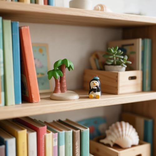 Mevodeata Penguin Figurine with Ice Cream Bowl, Mini Beach Statue - Image 3