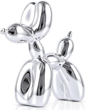 Silver Balloon Dog Decor - Animal, Shelf, Preppy Room, Cute Statue, Modern Sculpture, Gold Decorations, Small Figurines by XIAOMAGG