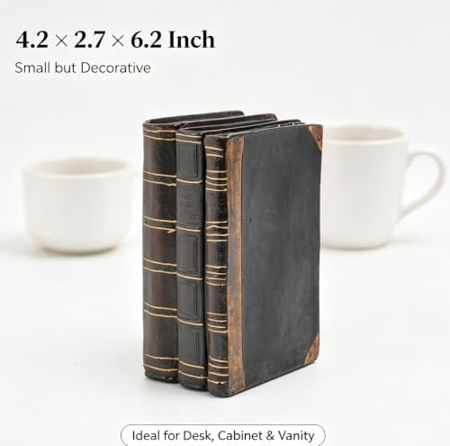 Decorative Books Coffee Table Books Decor - Resin Retro Classical Fake Decorative Books Set of 3 for Living Room, Office, Mantle Shelves Decor 4.2 * 2.7 * 6.2 Inch Guichifun - Image 4