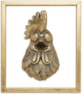 Newinhome Animal Heads Wall Decor (Includes Metal Frame) Resin Animals Sculptures Head Wall Hanging Decoration Gold vintage Wall Sculpture for Living Room Bedroom Office(Rooster) by Newinhome