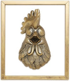 Newinhome Animal Heads Wall Decor (Includes Metal Frame) Resin Animals Sculptures Head Wall Hanging Decoration Gold vintage Wall Sculpture for Living Room Bedroom Office(Rooster) by Newinhome