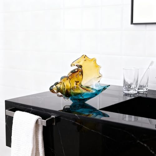 Hand-Blown Glass Conch Sculpture, Coastal Home Decor Conch Horn, Glass Art Seashell Ornament, Office, Living Room Tabletop Centerpiece, Bathroom Shelf top and Cabinet Decoration. - Image 6