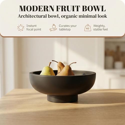 OAKOA Black Decorative Bowl for Home Decor - Black Fruit Bowl Decorative - Image 3