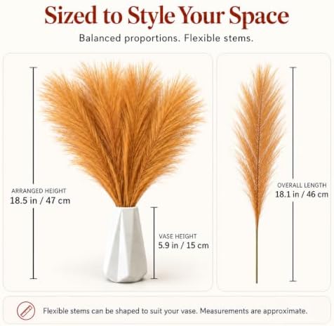 Mandy's 20 Stems Orange Silk Pampas Grass Bouquet - Image 3