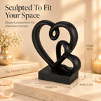 Anniversary Wedding Couples Gift Black Hearts Resin Statue Decor - Image 2