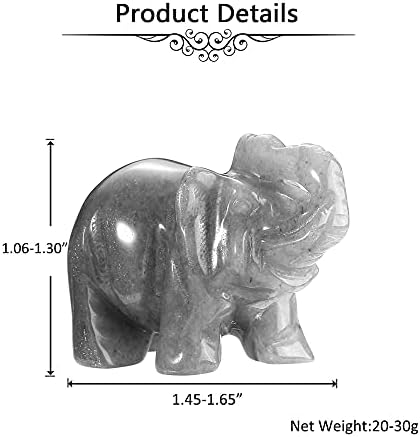 Jovivi 2pcs Opalite Crystal Elephant Decor Carved Gemstones Figurine 1.5'' - Image 6