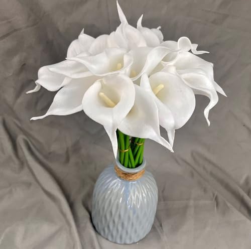 Real Touch Calla Lily Artificial Flowers Wedding Bridal Bouquet 12Pcs White - Image 2